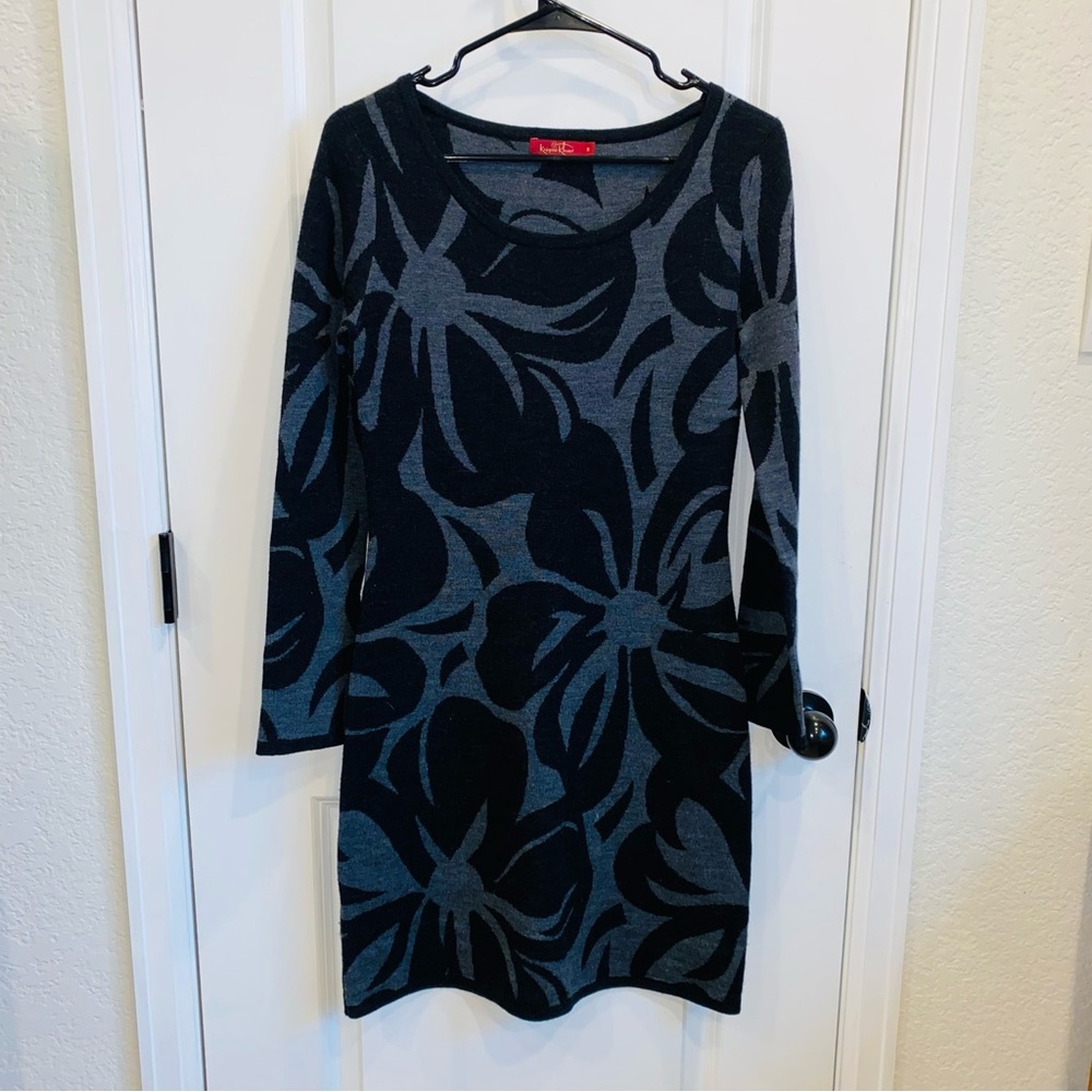 Krimson Klover Black Sheath Dress Long Sleeve Scoop Neck